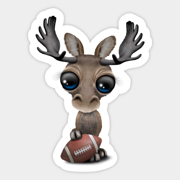 Cute Baby Moose Playing With Football Sticker by jeffbartels